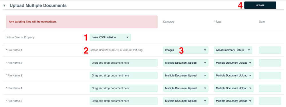 Upload Multiple Documents CMBS